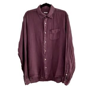 Kolby 100% Linen Button Down Shirt Collared Eggplant Purple Mens XL Sustainable